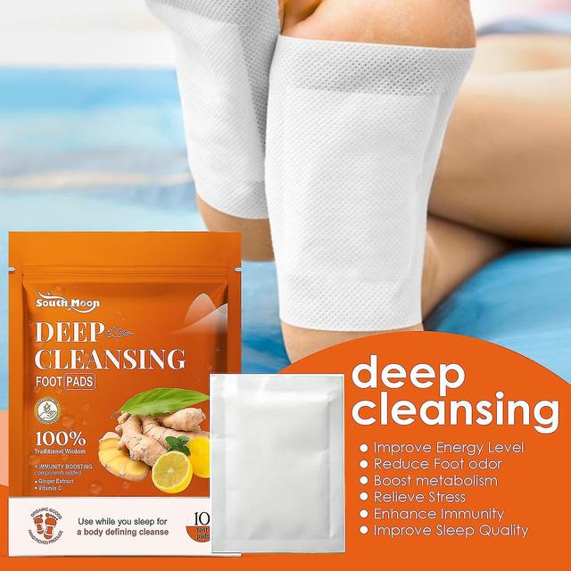 30pcs South Moon Ginger Deep Detox Foot Pads Natural Herbal Relief Stress Improve Sleep Cleansing Ming Care Tool on Productcaster.