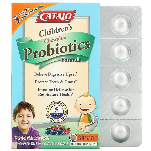 Catalo Naturals, Children's Chewable Probiotics Formula, Mixed Berry, 5 Billion CFU, 30 Chewable Tab on Productcaster.