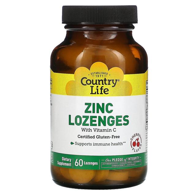 Country Life, Zinc Lozenges with Vitamin C, Cherry, 60 Lozenges on Productcaster.