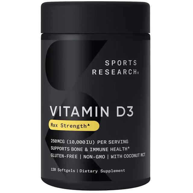 Sweet Sweat Sportforschung Vitamin D3 mit Kokosnuss-MCT-Öl - l000iu - 360 Softgels Schwarz on Productcaster.