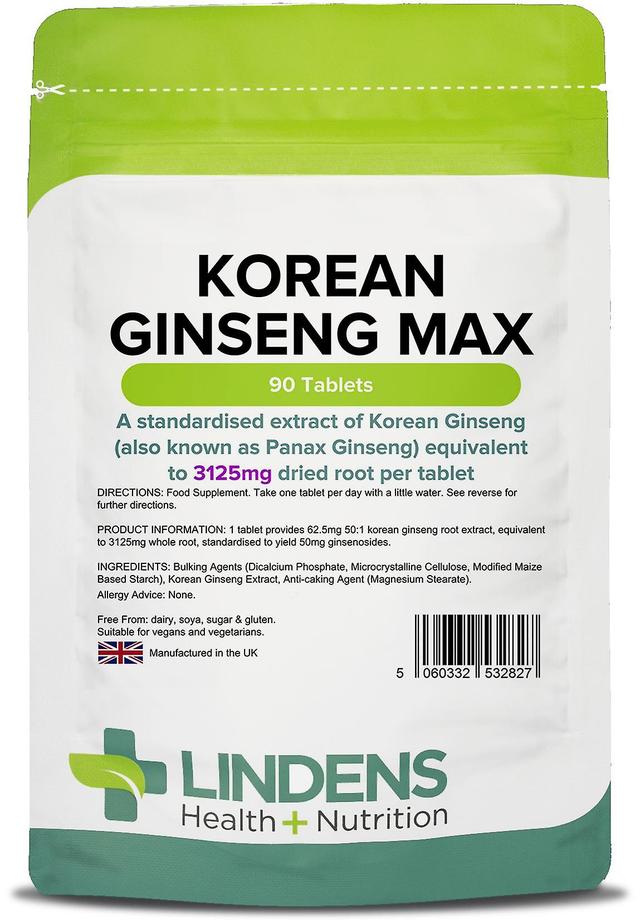 Lindens Korean Ginseng Max 3125mg - 90 Tablets on Productcaster.