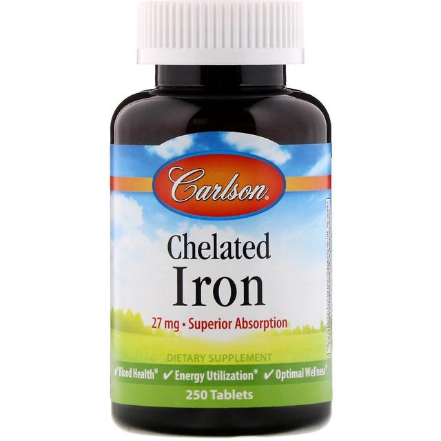 Carlson Labs, Chelateret jern, 27 mg, 250 tabletter on Productcaster.