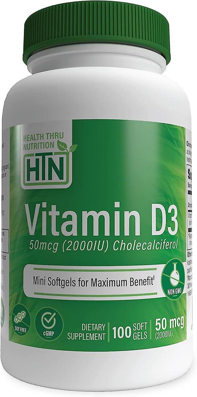 Health Thru Nutrition Hälsa genom näring Vitamin D3 2,000iu (50mcg) 100 Softgels on Productcaster.