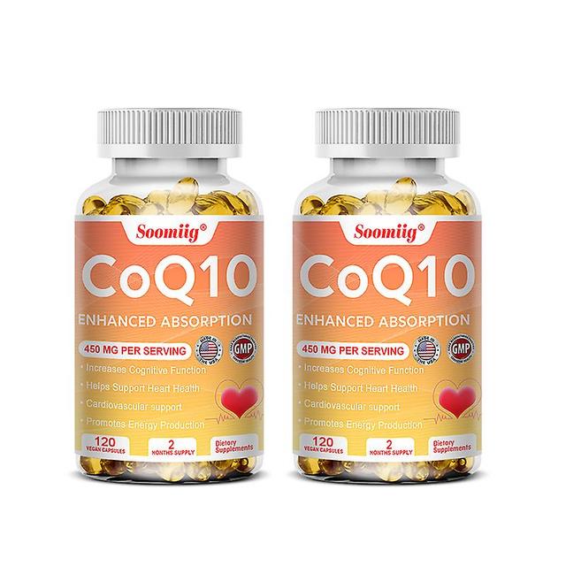 Vorallme Coenzyme Q10 Capsules Coenzyme Q10 Heart Cardiovascular Health Support Liver Detoxification Relieve Fatigue Stress 120 count-2 bottle on Productcaster.