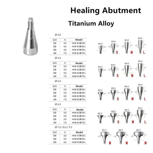 Easyget 10pcs Dental Implant Temporary Healing Caps Abutment Titanium Alloy Gingival Former Permucosal Extention For Dentium HAB 45 20 35L on Productcaster.