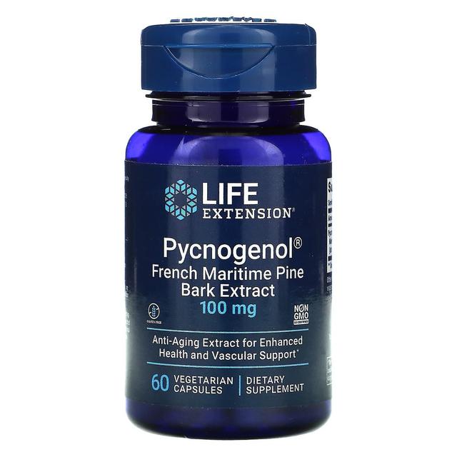 Life Extension, Pycnogenol, Fransk Maritime Pine Bark Extract, 100 mg, 60 vegetariske kapsler on Productcaster.