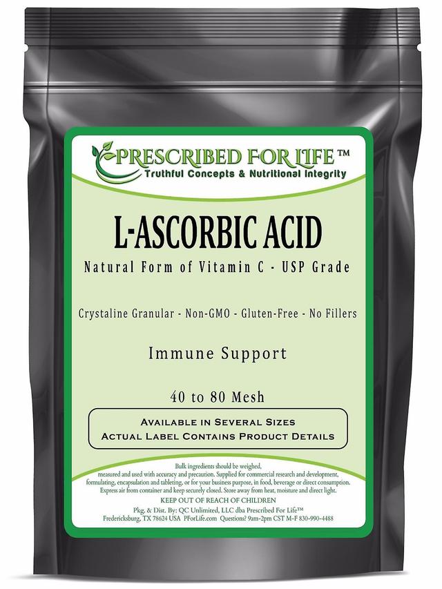 Prescribed For Life Askor bin syra (L)-ren USP grade vitamin C-kristallint pulver 40-80 mesh 1 kg (2.2 lb) on Productcaster.