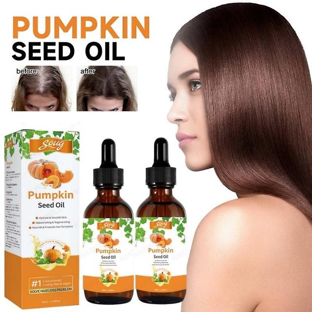 2pcs Pumpkin Seed Oil Promote Hair Growth, Natural Cold Pressed Pumpkin Seed Massage Oil For Body, Skin Oil For Women & Men - 60ml on Productcaster.