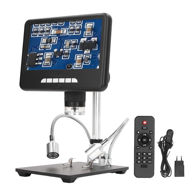 Digital Microscope 7in 1080P Video 100X with Adjustable Stand Lights for Soldering AD207 EU Plug 100-240V on Productcaster.