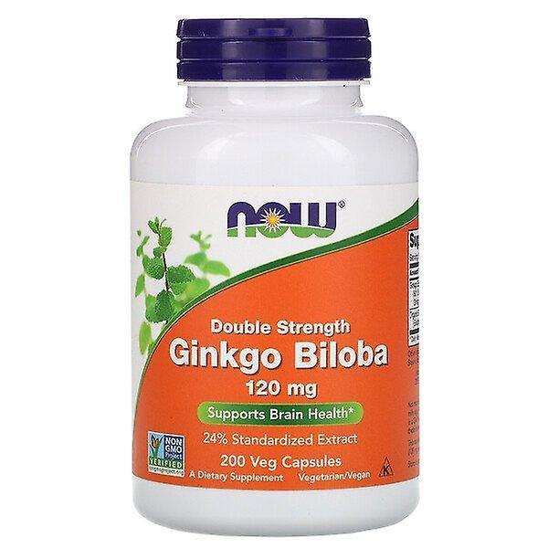 NOW Foods Agora Alimentos, Ginkgo Biloba, Força Dupla, 120 mg, 200 Veg Cápsulas on Productcaster.