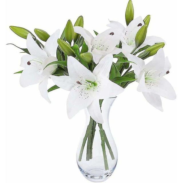 Lot de 5 Bouquet Fleur Artificielle Fausses Fleurs Artificielles Lys en Plastique pour Maison Deco Mariage Champetre Cimetiere Plante Artificielle on Productcaster.