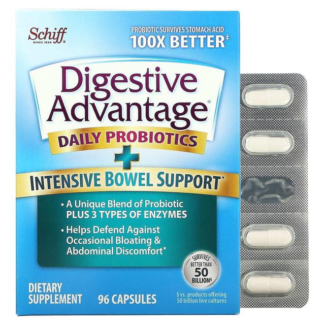 Schiff, Digestive Advantage, Daily Probiotics + Intensive Bowel Support, 96 Capsules on Productcaster.