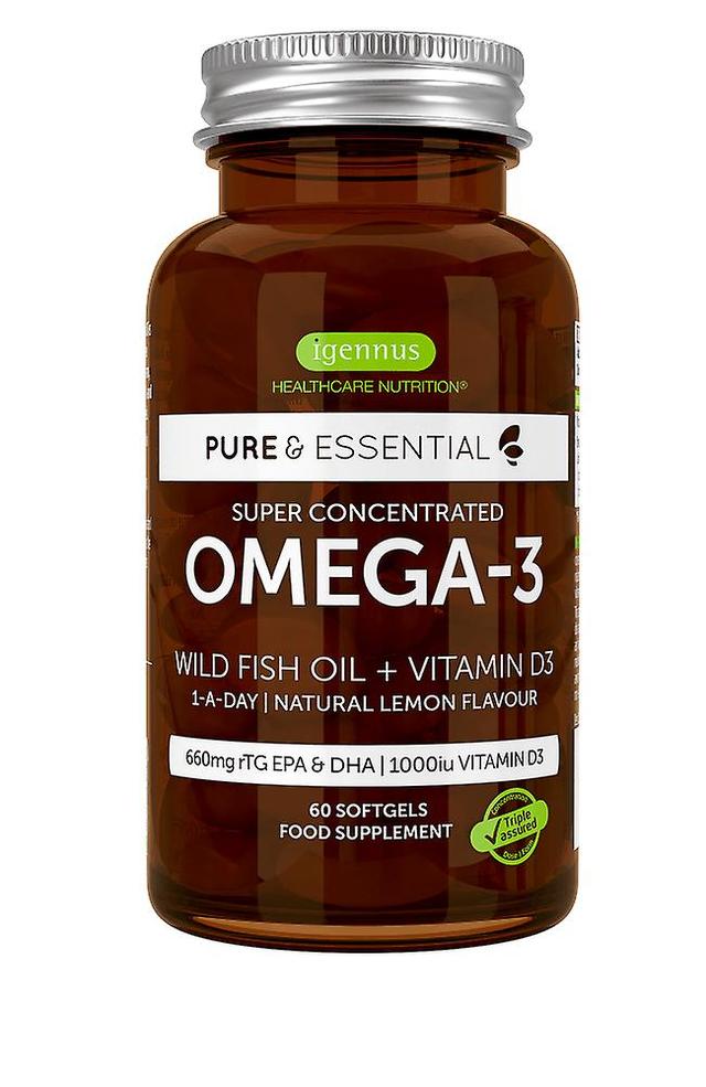 Igennus čistý a esenciálny omega-3 olej z voľne žijúcich rýb a vitamín D3 60's on Productcaster.