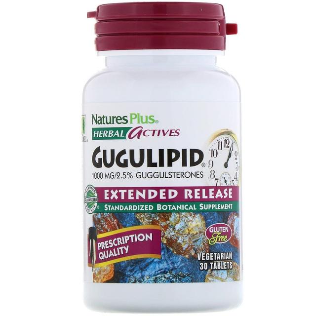 Nature's Plus, Ziołowe substancje czynne, Gugulipid, Przedłużone uwalnianie, 1 000 mg, 30 Vegetar on Productcaster.