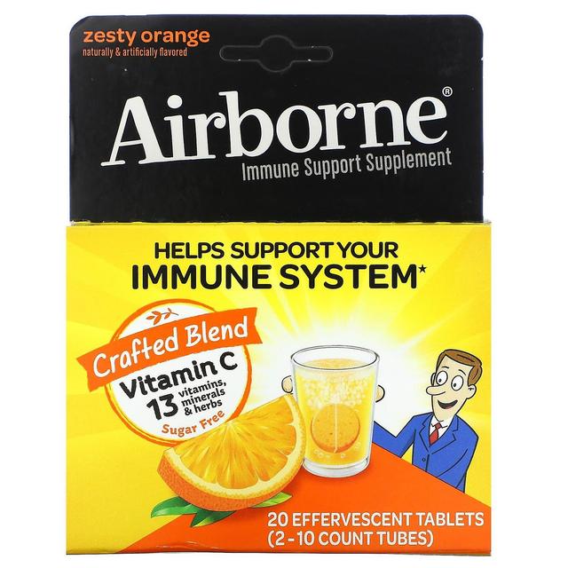 AirBorne, Immune Support Supplement, Zesty Orange, 2 Tubes, 10 Effervescent Tablets Each on Productcaster.