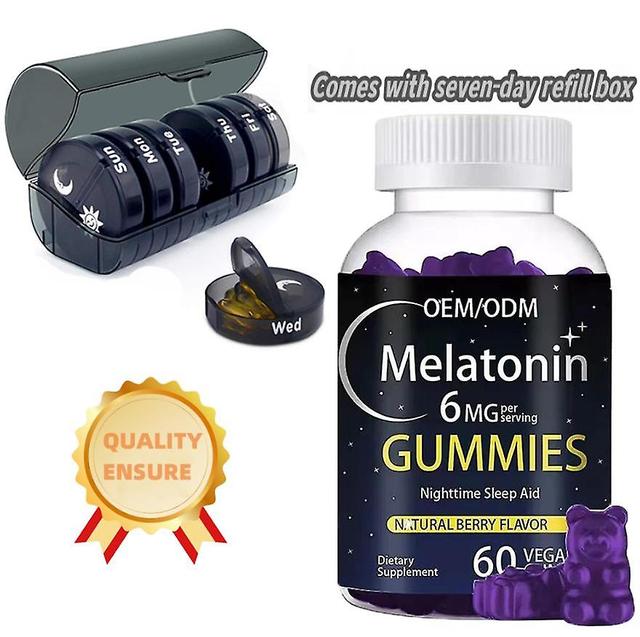 Melatonin 6 Mg Gummies Immune Plus Sleep Melatonin Vitamin Gummies Comes With Seven-day Refill Box 1PC on Productcaster.