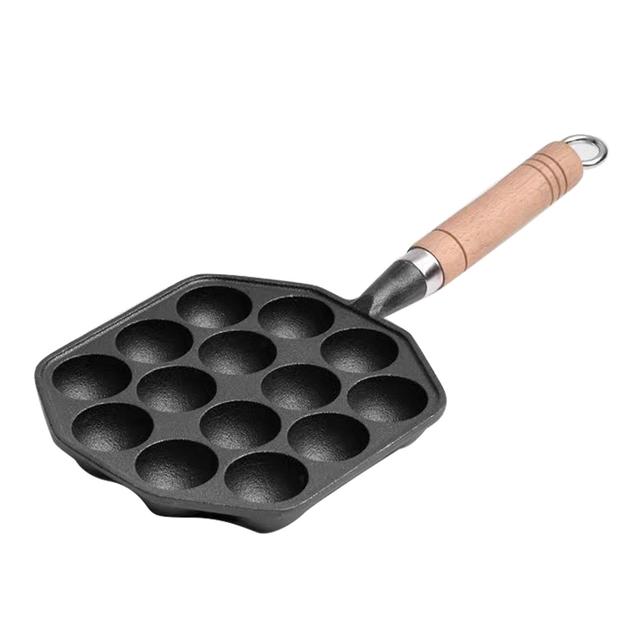 14 Holes Takoyaki Pan Nonstick Cast Iron Octopus Meat Balls Mold Maker with Detachable Handle for Home Pancake Baking on Productcaster.