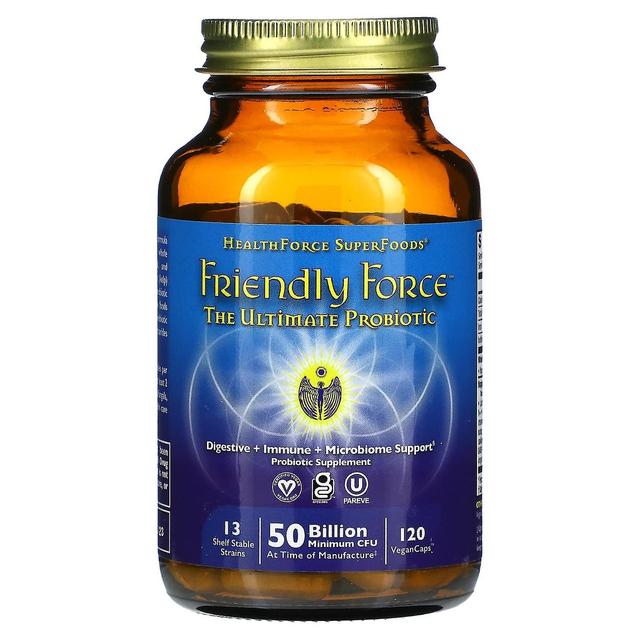 HealthForce Superfoods, Friendly Force, The Ultimate Probiotic, 25 Billion CFU, 120 Vegan Caps on Productcaster.