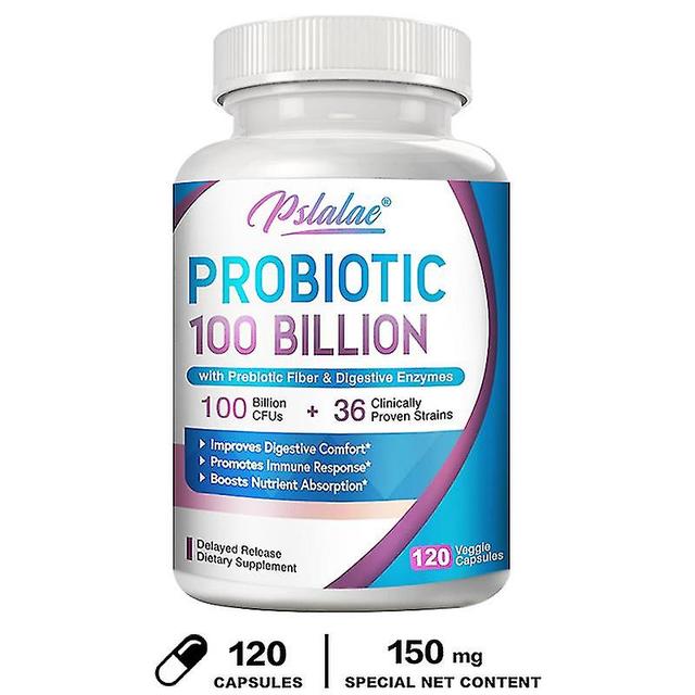 Premium Probiotic, 100 Billion Cfu, With Organic Prebiotic Fiber And Enzymes To Support Adult Digestion And Immune System 120 Capsules on Productcaster.