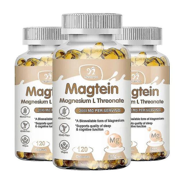 Kaif Magtein Magnesium L-treonat kapslar stöder fokus, minne och inlärning Hjärnans hälsa stöder sömnkvalitet 3 Flaskor 120 PCS on Productcaster.