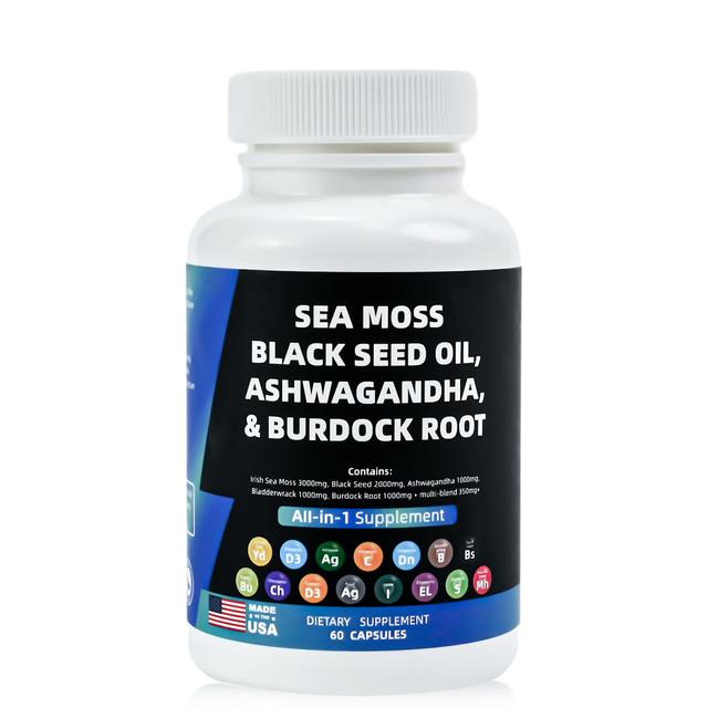 Sea Moss Capsules With Black Seed Oil, Sea Moss Advanced All In 1 Supplements Capsules With Burdock Root, Bladderwrack Ashwagandha Powder on Productcaster.