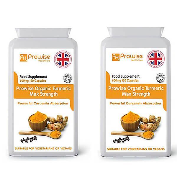 Prowise Healthcare Pack of 2 - Organic Turmeric with Black Pepper 600mg | Suitable For Vegetarians & Vegans by Prowise on Productcaster.