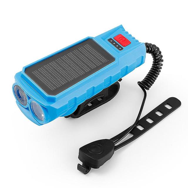 Scacv Solar Bike Alarm Flashlight Usb Charging Waterproof Bike Horns Lamp For Night Riding Double Lamp Blue on Productcaster.