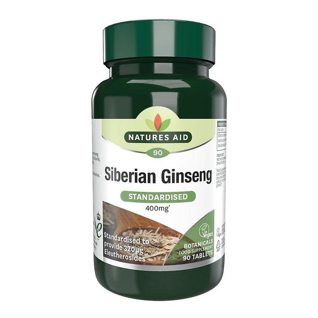 Natures Aid Siberian Ginseng 40mg (600mg equiv), 90 Tablets. Suitable for Vegans on Productcaster.