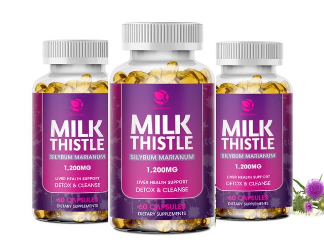 Huamade Natural Milk Thistle Extract Liver Protection Capsule Detox Hudvård Lindra hudens åldrande Skydda lever och blodkärl 3Bottle x60PCS on Productcaster.