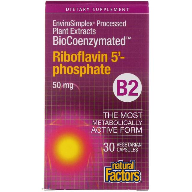 Natural Factors, BioCoenzymated, B2, Riboflavin 5'-Phosphate , 50 mg, 30 Vegetar on Productcaster.