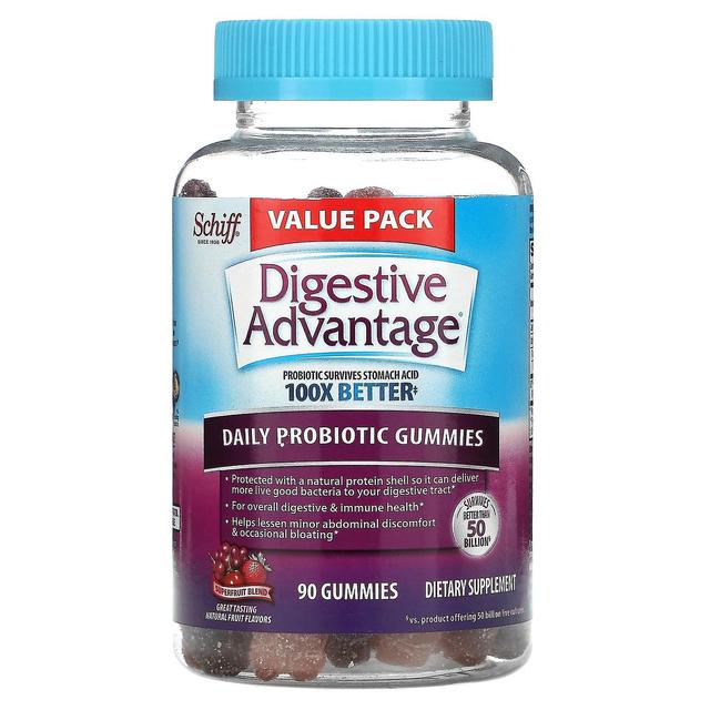 Schiff, Digestive Advantage, Daily Probiotic Gummies, Natural Fruit Flavors, 90 Gummies on Productcaster.