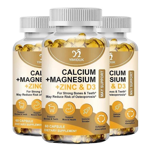 Visgaler Calcium Magnesium Capsule Zinc Vitamin D3 Strong Bones Muscle Teeth Increase Immunity System Function Supplement 3 Bottles 60 pcs on Productcaster.