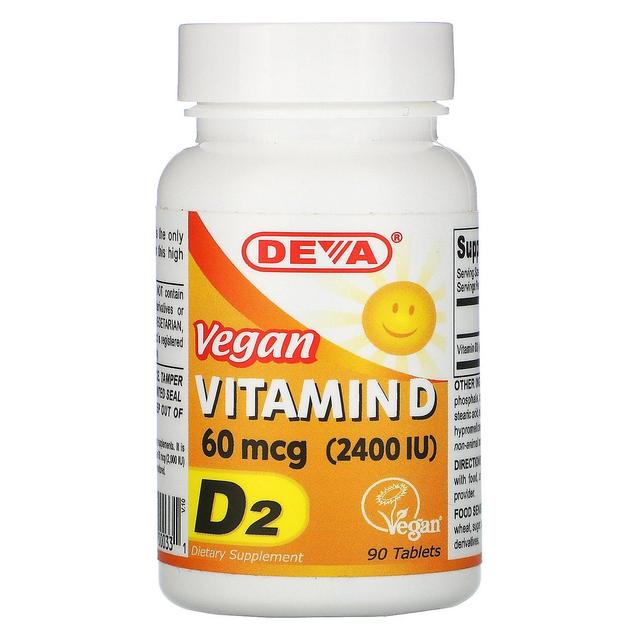 Deva, Vegan Vitamina D, D2, 60 mcg (2.400 UI), 90 Comprimidos on Productcaster.