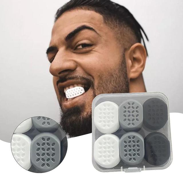 6pcs Silicone Chews Jawline Trainers Kit Strengthening Muscle Device for Fitness Sports 6 Pack on Productcaster.