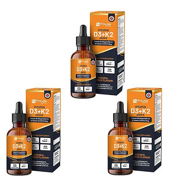 Prowise Healthcare Pack of 3 -Vitamin D3 4000iu + K2 MK7 25μg I Orange Liquid Drops I High Strength 4000iu D3 + 25μg K2- 30ml Bottle by Prowise on Productcaster.