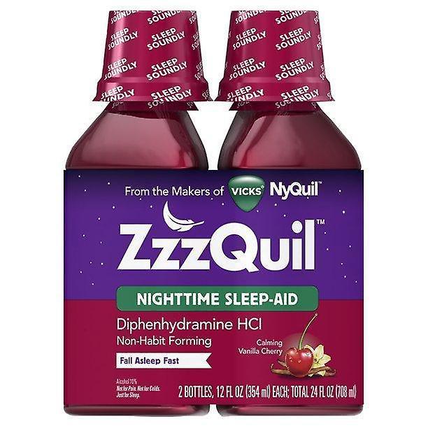 Vicks zzzquil liquido di aiuto notturno per il sonno, ciliegia alla vaniglia, 12 once, 2 ct on Productcaster.