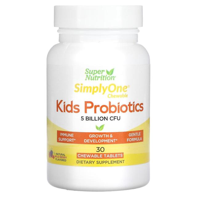 Super Nutrition, Kid’s Probiotics, Wild Berry Flavor, 5 Billion CFU, 30 Chewable Tablets on Productcaster.