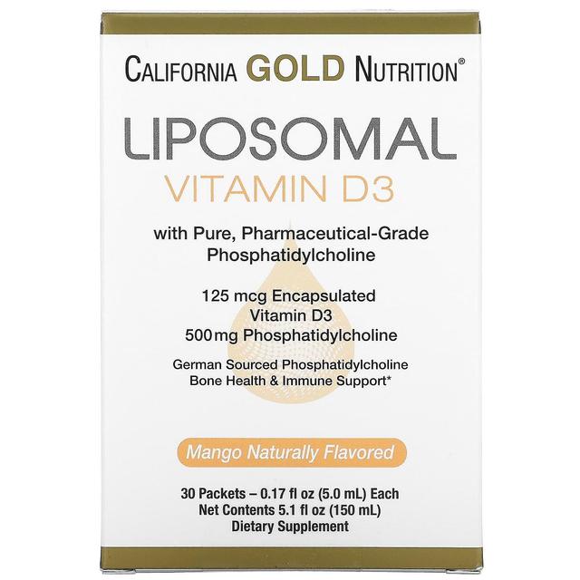 California Gold Nutrition Kalifornien Guld näring, Liposomal Vitamin D3, 125 mcg (5,000 IE), 30 paket (5.0 ml) on Productcaster.