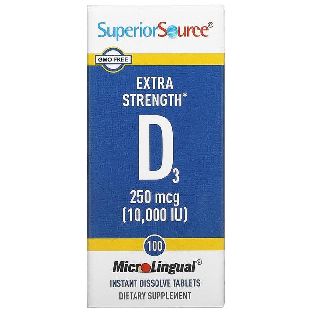 Superior Source Doskonałe źródło, dodatkowa siła D3, 250 mcg (10 000 IU), 100 mikrojęzykowych tabletek natychmiastowego rozpuszczania on Productcaster.