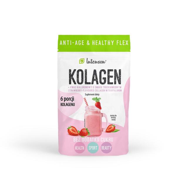 Intenson Kollagen med jordgubbsmak + hyaluronsyra + c-vitamin on Productcaster.