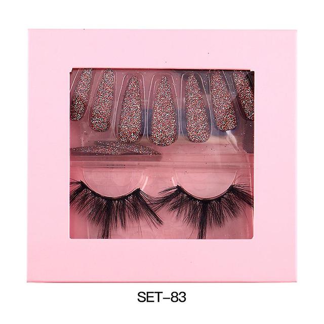 Manicure Fake Eyelashes Set Modelling Good-looking False Lashes Wearable Shiny Pink Nail Patch 83 on Productcaster.