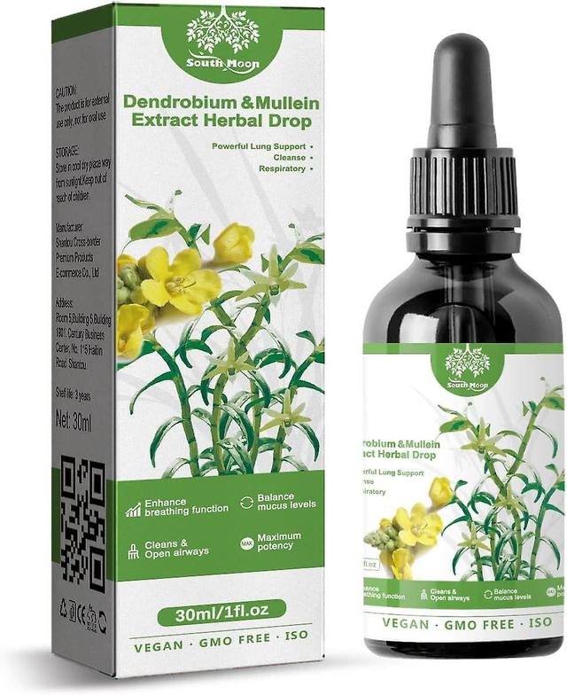 2024 -South Moon Herbal Lung Health Essence - Dendrobium & Mullein Extract Herbal Drop 30 ml/1 fl.oz (1 Pack) 5 Pack on Productcaster.