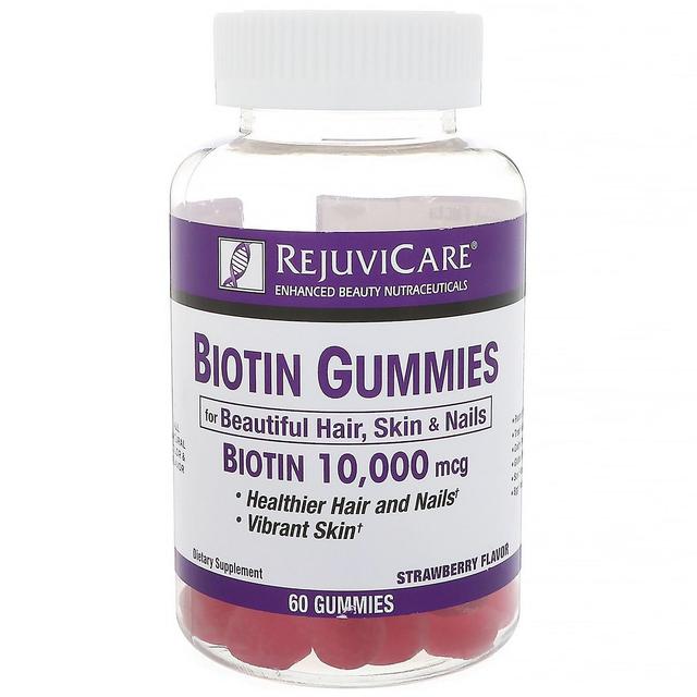 Rejuvicare, Biotin Gummies, Strawberry Flavor, 10,000 mcg, 60 Gummies on Productcaster.