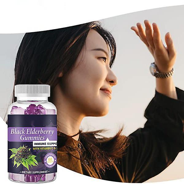 Black Elderberry Gummies Contains Abundant Vitamin C And Zinc Improve Immunity Supplement 3 pcs on Productcaster.