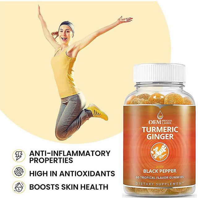 2 Pack Turmeric Vitamin Supplement Gummies With Ginger & Black Pepper | Supports Joint Inflammation | Active Ingredients Curcumin Extract 300 Mg | Veg on Productcaster.