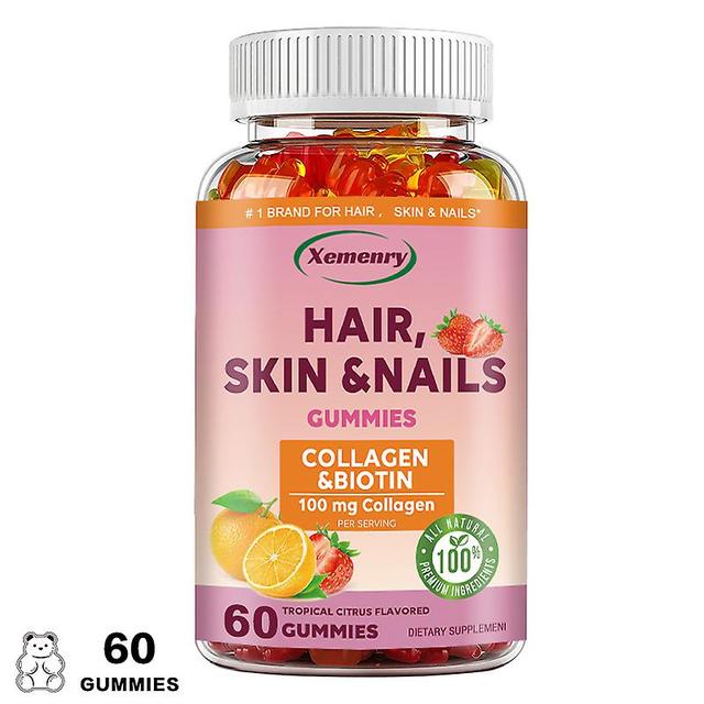 Vorallme Hair, Skin & Nails With Biotin & Collagen, Vitamin Supplement Citrus Flavored Gummies, 60 Gummies on Productcaster.