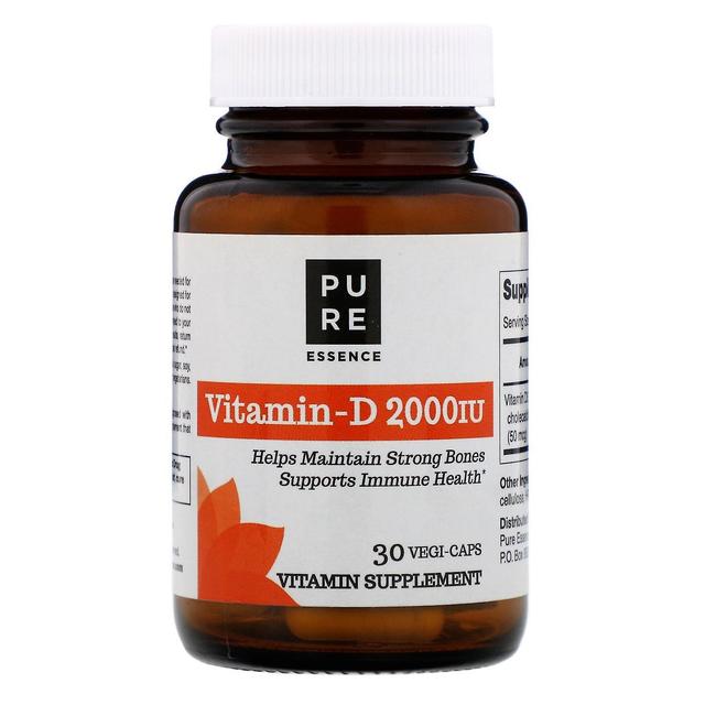 Pure Essence, Vitamin-D, 2,000 IU, 30 Vegi-Caps on Productcaster.