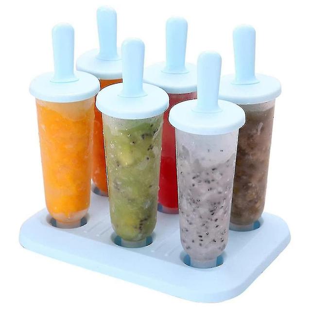 Scacv 6 Pack Premium Ice Molds Popsicle Silicone, Diy Secure Leakproof Caps Blue on Productcaster.