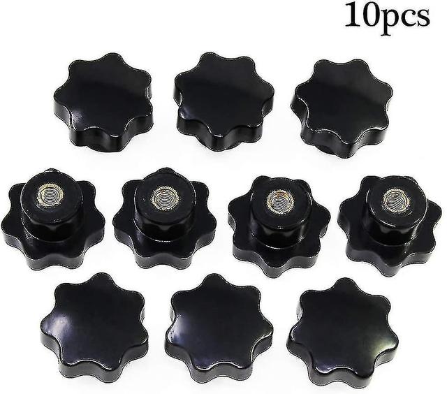 10pcs Black Plastic Star Shaped M8 Head Female Thread Clamp Knob Shaped Hand Grip Handle Grip For Machine Tool on Productcaster.