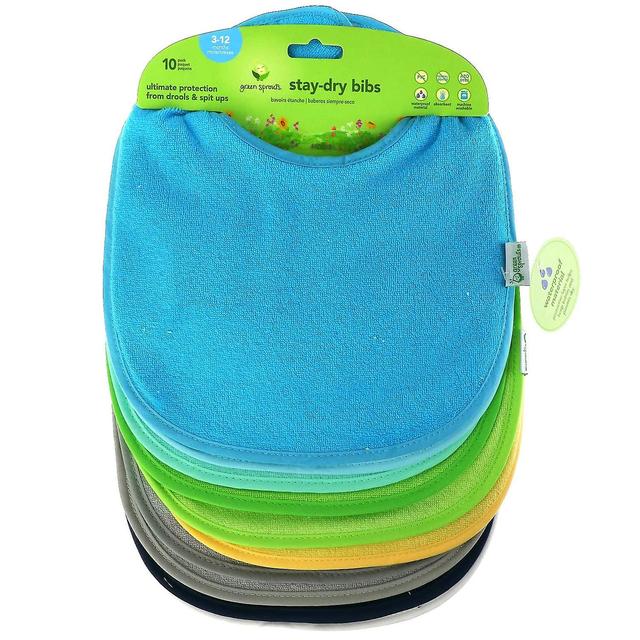 Green Sprouts, Stay-Dry Bibs, 3-12 Months, Aqua, 10 Pack on Productcaster.